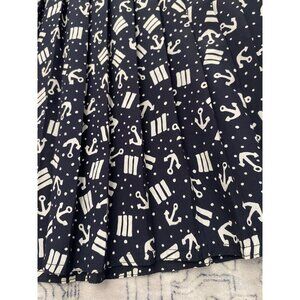 Vintage Nautical Anchor Pleated Skirt Women’s Size 12 Navy Below The Knee Length